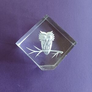 Vintage Clear Lucite Or Acrylic Owl Figurine Made In Taiwan